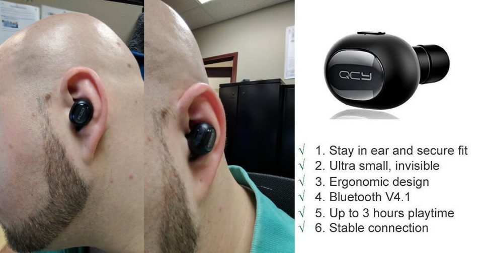 Qcy Bluetooth Earbud Wireless Headset Invisible Headphone Mini Earphone Earpiece With Mic