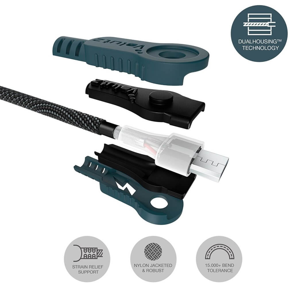 Crazy micro USB cable produced by Volutz named the ArmorCord | Smart Tech, Sharp Takes - CRYOVEX.com Volutz dual housing technology cryovex android news all the bytes