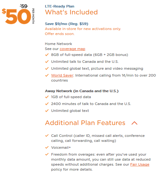 Freedom Mobile rate plans