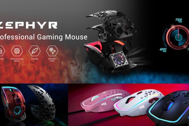 Zephyr ultra lightweight gaming mouse adjustable cooling system