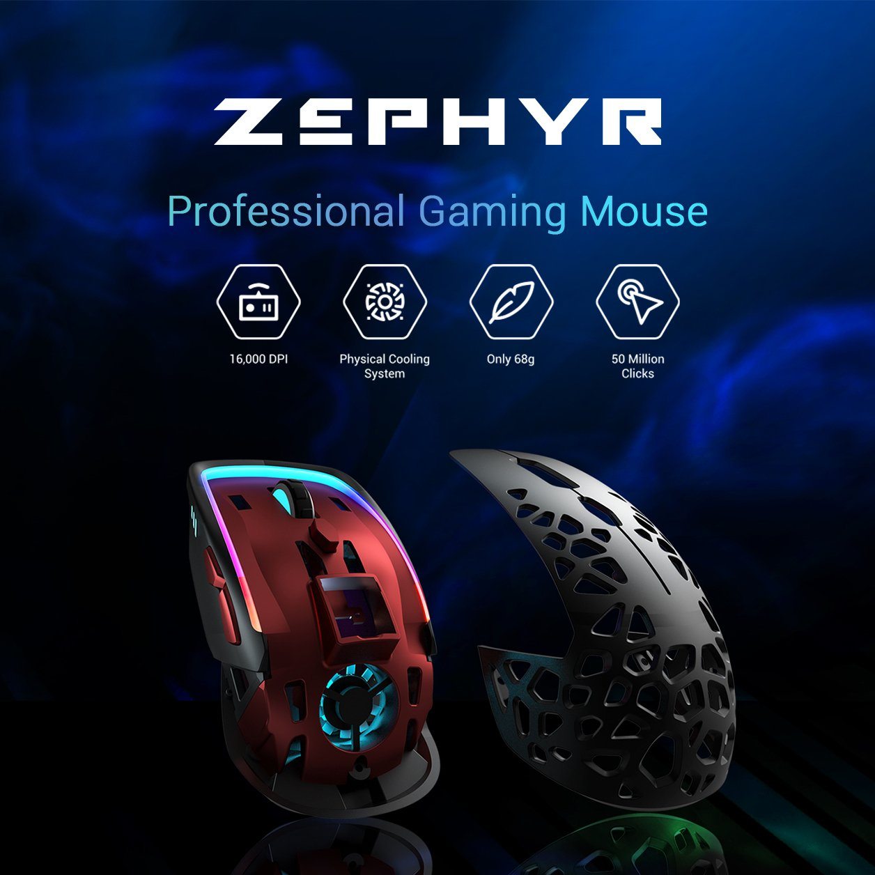 Zephyr Ultra Lightweight Gaming Mouse Adjustable Cooling System Pic3