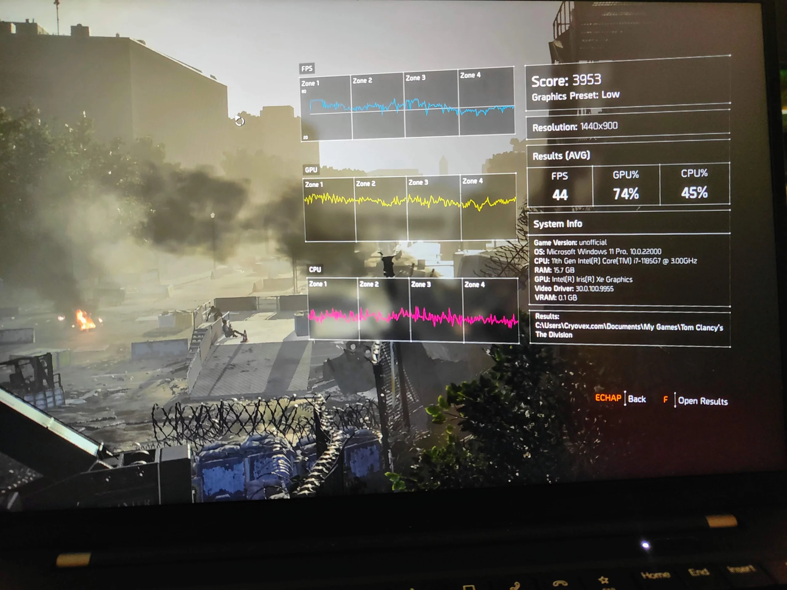 Thinkpad X1 Carbon Gen 9 - The Division 2 Benchmark