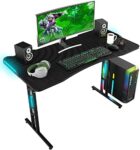 Gaming Desk, Computer Desk With Led Lights, 47.24 Inch Home Office T Shaped Desk, Home Office Writing Study Desk, Modern Computer Game Table, Office Writing Workstation