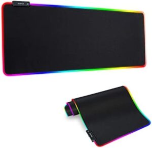 Alfombrilla de ratón rgb para juegos – alfombrilla de ratón grande con 14 modos de iluminación 2 brillo, base de goma antideslizante con revestimiento impermeable alfombrilla de ratón para gamer 800 × 300 × 0. 157 in