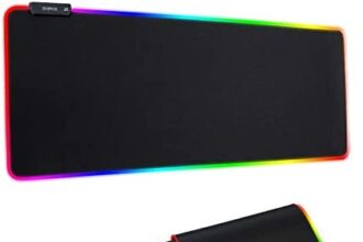 Alfombrilla de ratón RGB para juegos – Alfombrilla de ratón grande con 14 modos de iluminación 2 brillo, base de goma antideslizante con revestimiento impermeable alfombrilla de ratón para Gamer 800 × 300 × 0.157 in