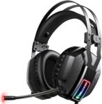 Mifanstech V-10 Gaming Headset For Xbox One Ps4 Ps5 Pc With 7.1 Surround Sound And 50Mm Drivers, Over Ear 3.5Mm Stereo Wired Headphones With Noise Cancelling Mic For Laptop Mac