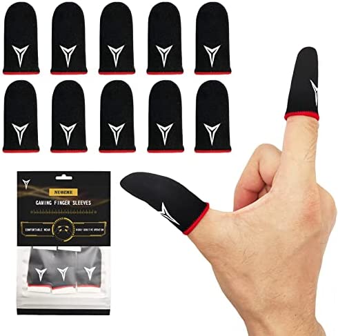 10 PCS Gaming Finger Sleeves, Nuozme Finger Sleeves Compatible with All Touchscreen Devices, 0.15mm Superconducting Nanofibers, Smooth Feel, Anti-Sweat, Extremely Thin, Red Edge