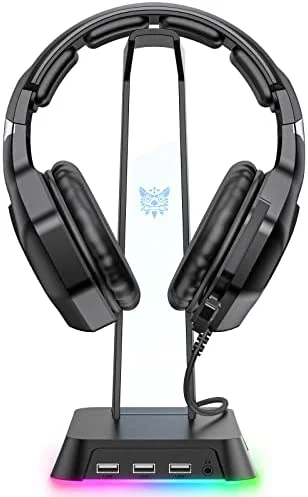 SOSISU RGB Headphones Stand with 3.5mm AUX and 3 USB 2.0 Ports, Gaming Headset Holder Hanger with Non-Slip Rubber Base for SOSISU Gaming Headset(Not Included), PC, Desktop (Black) | Smart Tech, Sharp Takes - CRYOVEX.com Sosisu rgb headphones stand with 3. 5mm aux and 3 usb 2. 0 ports, gaming headset holder hanger with non-slip rubber base for sosisu gaming headset(not included), pc, desktop (black)