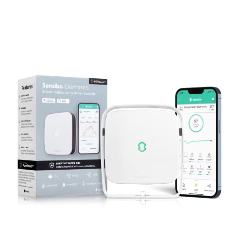 Sensibo Elements - Smart WiFi Air Quality Monitor, Humidity Meter, CO₂ Detector, Air Pollution Indicator, CO₂ Monitor, Temperature Sensor, Compatible with Alexa, Google Home