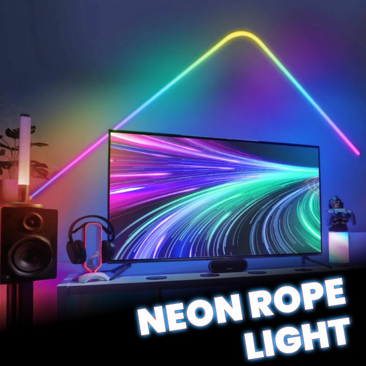 Govee RGBIC Neon Rope Light in a modern living room, creating a vibrant and customizable lighting ambiance.