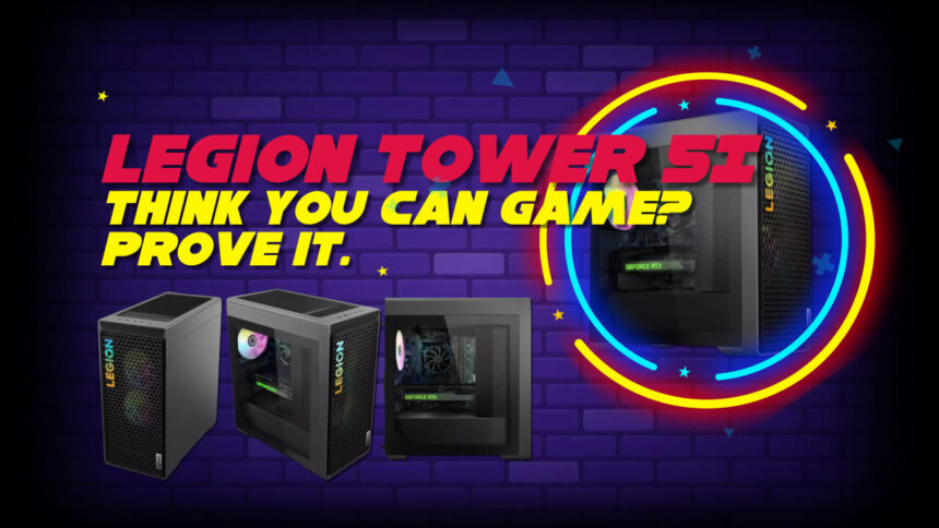 The Lenovo Legion Tower 5i gaming desktop features powerful components like the Intel Core i5-13400F processor and NVIDIA GeForce RTX 3060 graphics card, all packed into a bold tempered glass case with customizable RGB lighting.