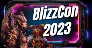 Blizzcon 2023 featued image event with gaming characters showcasing the event.