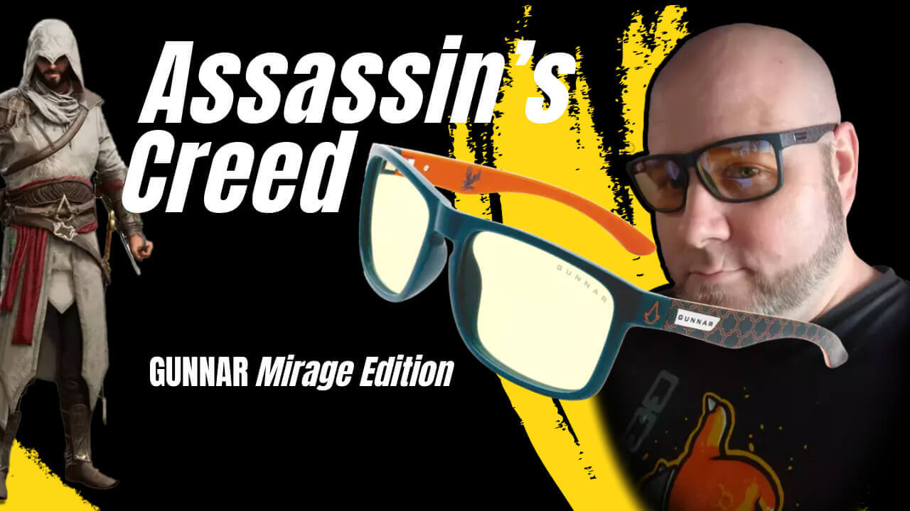 The featured image shows a close up of the Intercept Assassin's Creed Mirage glasses being worn. Overlaid text reads "Peer through the eyes of a master assassin"