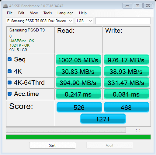 Fast Data Backup On-The-Go: The Samsung Portable SSD T9 Review | Smart Tech, Sharp Takes - CRYOVEX.com As ssd benchmark results showcase the samsung t9 1tb having similar results as previous test. Although also shy of that 2000mb/s mark.