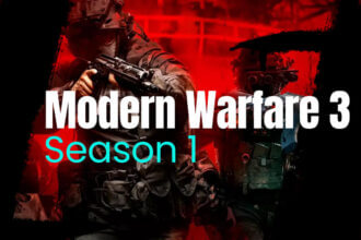 Call of Duty Modern Warfare 3 operators Price and Farah overlooking map showing Season 1 updates including new maps, modes, weapons and Warzone changes.