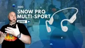 H2O SnowPro Bone Conduction Headphones Review | Smart Tech, Sharp Takes - CRYOVEX.com A man looking at the h2o snow pro bone conduction headphones with a surprised look.