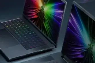 The upcoming Razer Blade 16 with 240Hz OLED display next to the Razer Blade 18 with 165Hz 4K display