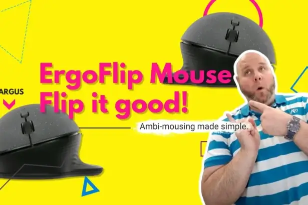 The Brilliant ErgoFlip Mouse Flips from Left to Right in a Flash | Smart Tech, Sharp Takes - CRYOVEX.com Reviewer pointing to targus ergoflip mouse with flip it good! Text