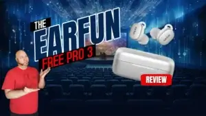 Earfun Free Pro 3 Review: Budget Wireless Earbuds Pack a Punch | Smart Tech, Sharp Takes - CRYOVEX.com The earfun free pro 3 being showcased in the image where the target is a review of the earbuds.