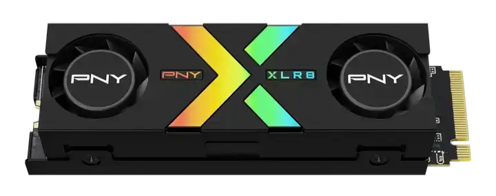 PNY CS3150 XLR8 1TB RGB Gen 5 M.2 NVMe SSD with customizable RGB lighting for a personalized touch. (This describes the product and mentions the RGB feature)