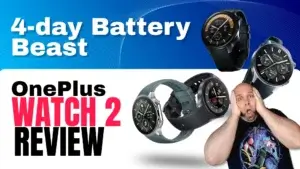OnePlus Watch 2 review: A 4-day Battery Beast | Smart Tech, Sharp Takes - CRYOVEX.com Featured image of the oneplus watch 2 review, showcasing the watch, a surprised reaction, and text '4-day battery beast, oneplus watch 2 review.