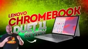 Lenovo Chromebook Duet 11 11m889 Review: Best Budget 2-in-1 for Students | Smart Tech, Sharp Takes - CRYOVEX.com Featured image for the lenovo chromebook duet 11 11m889 review, showcasing its versatile design, great battery life, and budget-friendly price. The image features a vibrant gradient background transitioning from black to bright green, with an abstract grid flowing from fluorescent green to yellow, orange, and red.