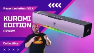 Razer Kuromi Soundbar Review: Leviathan V2 X’s Playful Power | Smart Tech, Sharp Takes - CRYOVEX.com Razer kuromi edition soundbar with rgb lighting on a gaming desk setup, sanrio character design