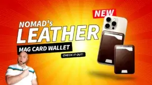 Nomad’s Leather MagSafe Wallet Is the Smartest Accessory You Can Stick to Your Phone | Smart Tech, Sharp Takes - CRYOVEX.com Nomad leather magsafe wallet in rustic brown displayed on a fun background, showing slim profile and horween leather texture