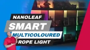 Nanoleaf Multicolor Rope Light Review: Beautifully Bright but Not Without Bumps | Smart Tech, Sharp Takes - CRYOVEX.com Nanoleaf multicolor rope light setup displaying vibrant ambient colors in a modern living room.