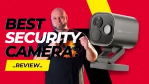 Aqara Camera Hub G5 Pro Review: The Ultimate Smart Home Outdoor Security Upgrade (2025) | Smart Tech, Sharp Takes - CRYOVEX.com Reviewer pointing at the aqara camera hub g5 pro with text asking ‘best security camera? ’ used as the featured hero image for an in-depth 2025 smart home security review.