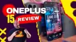Oneplus 15 canadian review hero image showing the reviewer pointing at the oneplus 15 smartphone