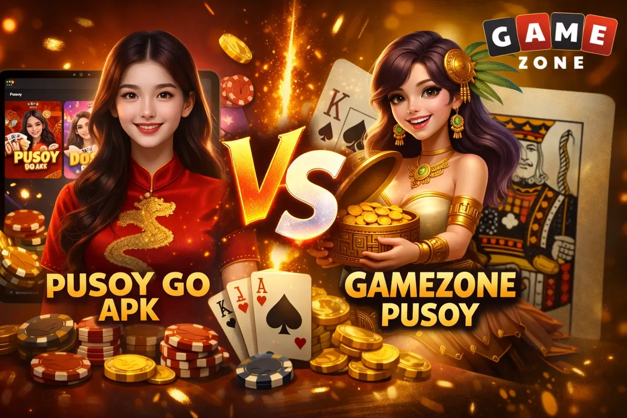 Hero image comparing pusoy go apk and gamezone, highlighting differences in online pusoy gameplay style, interface design, and overall experience
