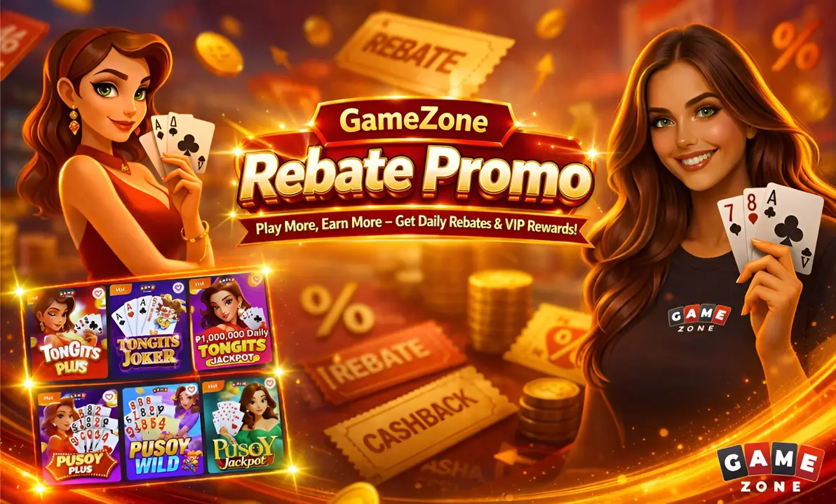 Gamezone rebate promo vip rewards system showing cashback, bonuses, and online gaming progression