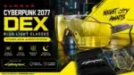 Gunnar cyberpunk 2077 dex blue light glasses hero banner with futuristic night city design and cryovex watermark