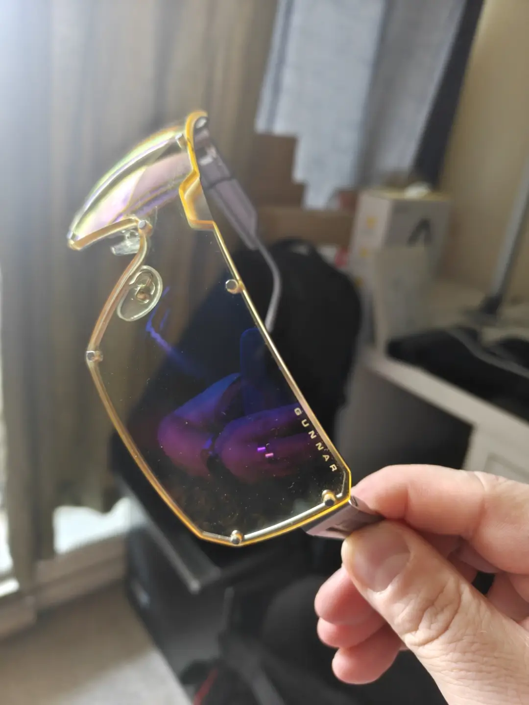Gunnar Cyberpunk 2077 Dex Blue Light Glasses Review (2026) | Smart Tech, Sharp Takes - CRYOVEX.com Gunnar cyberpunk 2077 dex blue light glasses with gunnar logo visible in corner
