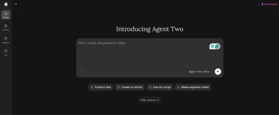 Best AI Tools for Content Creators in 2026 | Smart Tech, Sharp Takes - CRYOVEX.com Invideo agent ai video creation dashboard showing project workflow, prompt interface, and video editing tools.