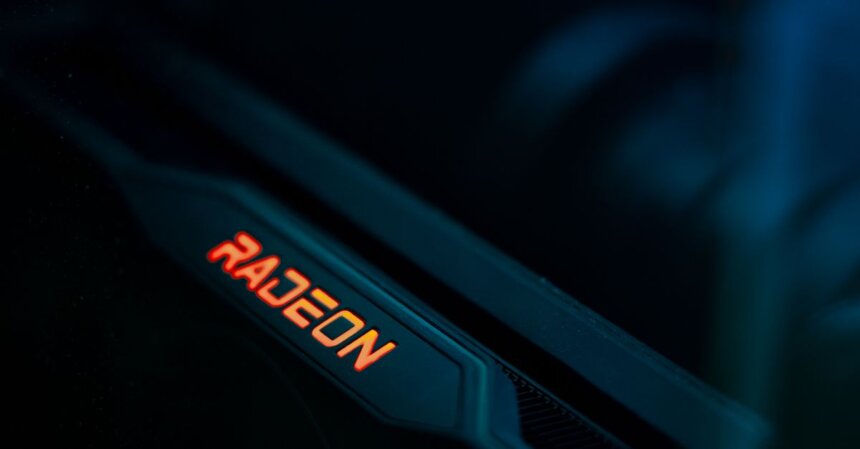 AMD Radeon RX 9050 4 GB Benchmarks Surface | Smart Tech, Sharp Takes - CRYOVEX.com Detailed view of a glowing radeon graphics card highlighting its hardware design.