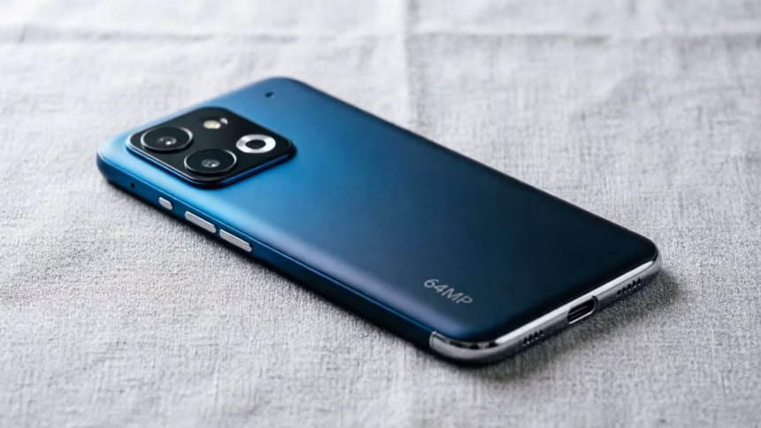 HMD Vibe2 Pro Debuts in India with Large Battery and 64MP Camera | Smart Tech, Sharp Takes - CRYOVEX.com Front and back view of the hmd vibe2 pro smartphone showing its camera module and design