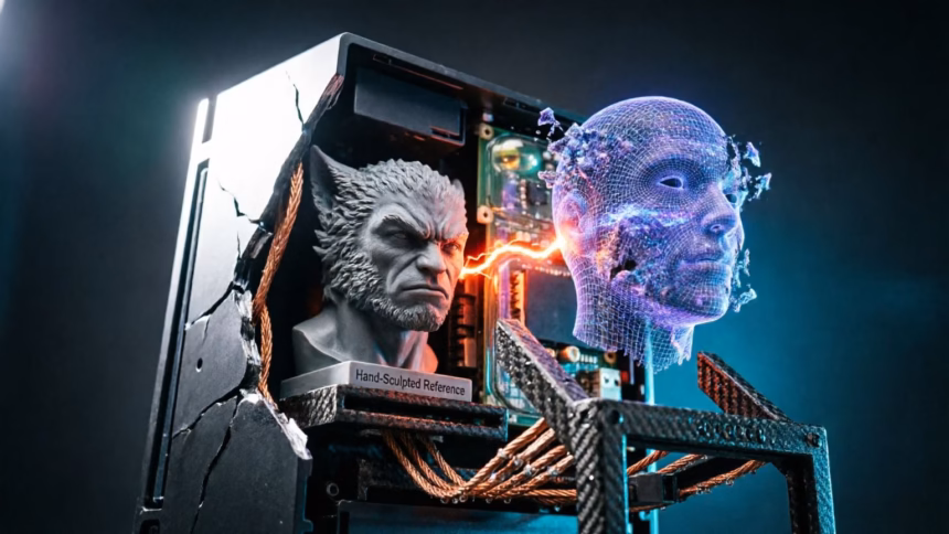 Insomniac Games Denies Generative AI Use Following Wolverine Asset Controversy | Smart Tech, Sharp Takes - CRYOVEX.com A close-up of a confusing, illegible restroom sign from promotional marvel's wolverine footage.