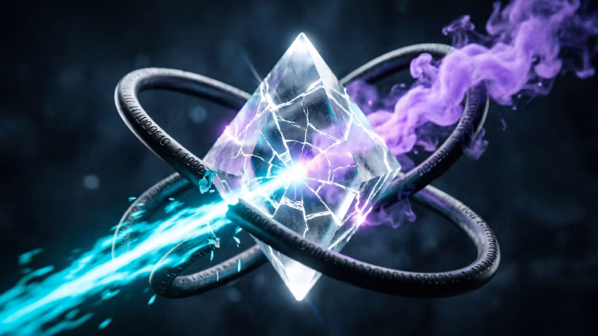 Microsoft dismantles EvilTokens, an AI chatbot that compromised 12,000 accounts | Smart Tech, Sharp Takes - CRYOVEX.com Illustration of a digital shield blocking malicious ai code representing the eviltokens disruption by microsoft.