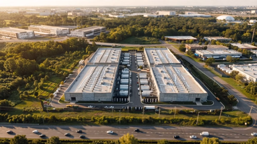 Amazon’s $1 Billion Environmental Plan Sparks Fresh Criticism Over Data Center Impact | Smart Tech, Sharp Takes - CRYOVEX.com Aerial view of large-scale amazon data center facilities with cooling towers