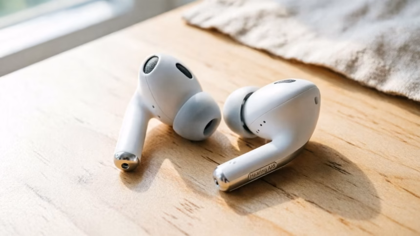 Apple AirPods Hearing Aid Feature Rolls Out to Select Canadian Provinces | Smart Tech, Sharp Takes - CRYOVEX.com Close-up of white apple airpods pro earbuds resting on a dark surface