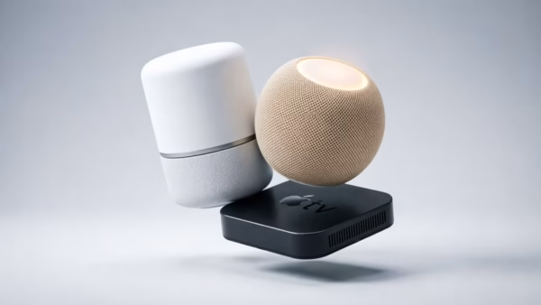Apple Confirms October 13 Event for New Smart Home Hub, HomePod Mini, and Apple TV 4K | Smart Tech, Sharp Takes - CRYOVEX.com Conceptual rendering of apple's upcoming smart home hub alongside homepod mini and apple tv 4k