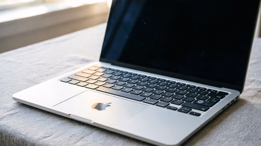 Apple’s October 27 Event: Touchscreen MacBooks and M6 Chips Confirmed by Gurman | Smart Tech, Sharp Takes - CRYOVEX.com Conceptual rendering of a laptop with a reflective screen surface
