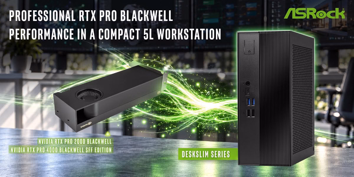 ASRock DeskSlim Series Brings RTX PRO Blackwell GPUs to Compact Workstations | Smart Tech, Sharp Takes - CRYOVEX.com Asrock deskslim series compact workstation chassis with internal components visible