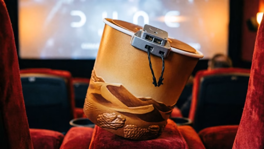 Cineplex’s Dune: Part Three Popcorn Bucket Returns With Vibration | Smart Tech, Sharp Takes - CRYOVEX.com A close-up of a novelty popcorn container shaped like a sandworm head.