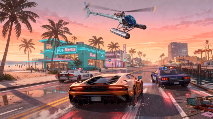 GTA 6 PC Release Reportedly Slated for Q1 2027 | Smart Tech, Sharp Takes - CRYOVEX.com Conceptual artwork of grand theft auto vi featuring urban environments