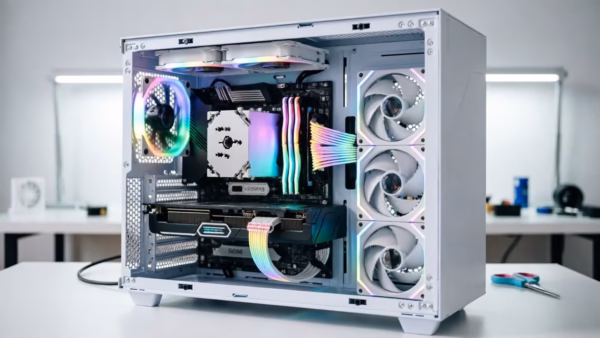 How Long Does It Actually Take to Install a New GPU? | Smart Tech, Sharp Takes - CRYOVEX.com Close-up view of hands installing a graphics card into a desktop computer motherboard slot