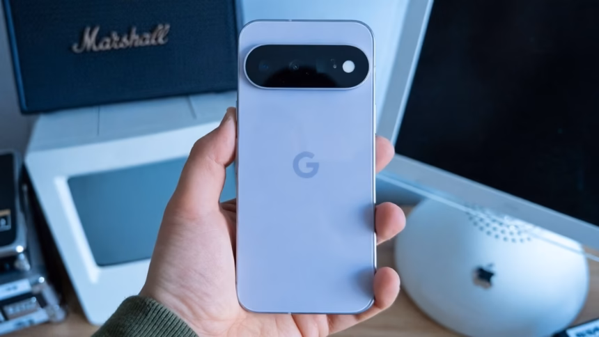 Google pixel smartphones displayed side by side with battery health indicators visible on screens