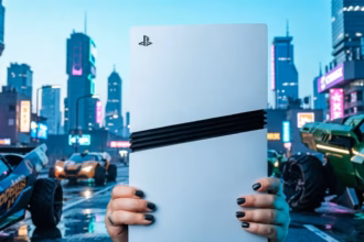 PlayStation 5 Pro Shortage: Retailers Sold Out, Sony Scrambles | Smart Tech, Sharp Takes - CRYOVEX.com A close-up of a white playstation 5 pro console standing vertically against a dark background.